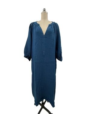 Ocean + Main LA Women's Oversized Dress w/Pockets Size XL Blue Fair Condition